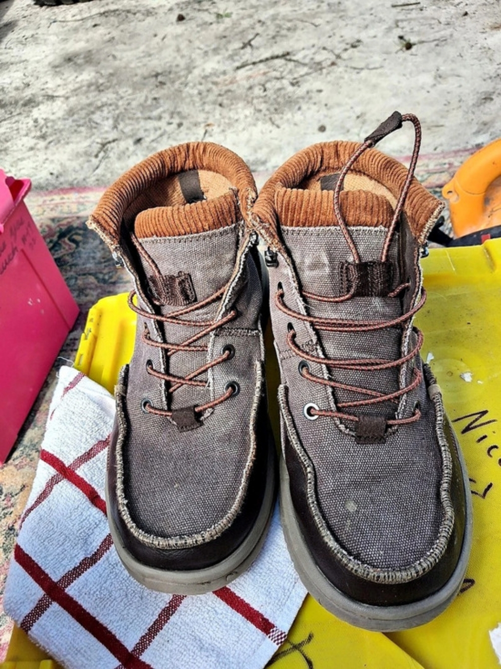 Hey Dude Bradley Corduroy Collar Boot Brown & Gray US 9